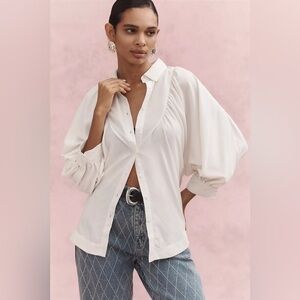 NWT Anthropologie Maeve Balloon Sleeve Collared Button Down Blouse Size XS